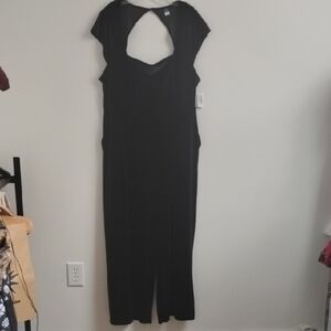 Old Navy Black Short Sleeve Dark Romanric Whimsigoth‎ Velour Wide Leg Jumpsuit